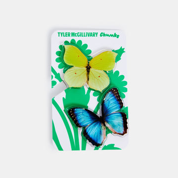 Chunks x TMG Clips in Blue Morpho / Yellow Brimstone Butterflies