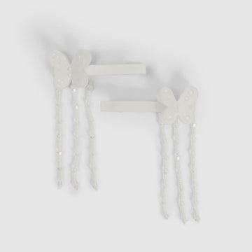 Allie Clips in White Butterfly