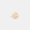Cream white hair clip with spiral pattern on a white background