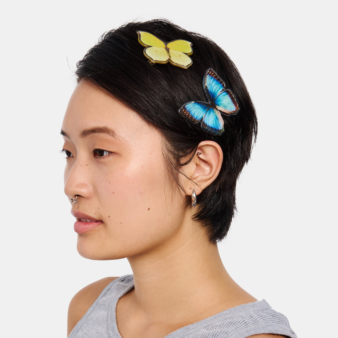 Chunks x TMG Clips in Blue Morpho / Yellow Brimstone Butterflies