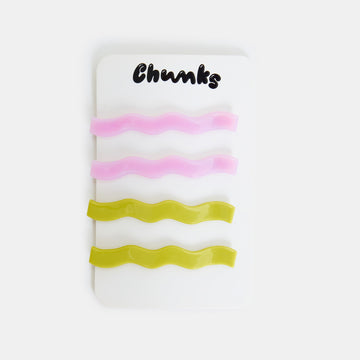 Slides in Wavy Lilac + Chartreuse