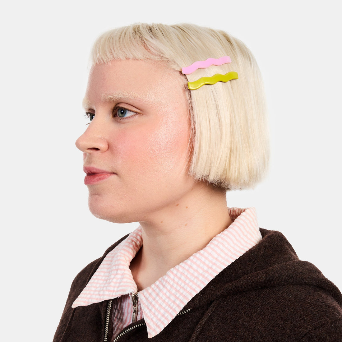 Slides in Wavy Lilac + Chartreuse
